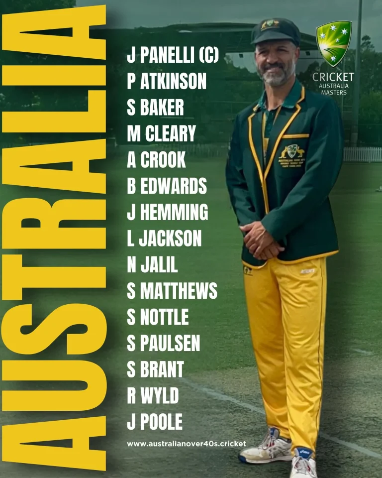 Australia Squad For IMC Over 40s T20 World Cup